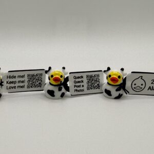 Tiny Magnetic Cow Ducks with Personalized Tags &  FREE Online Photo Album! Hide, find, love! Great for cruises, jeeps, and fun. Resin