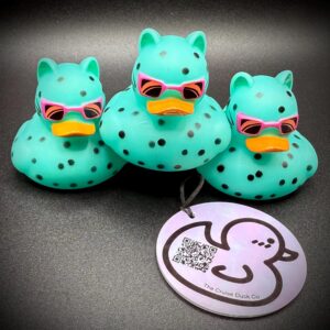 1.5” Spotted Teal Cat Duck with Pink Sunglasses | Magnetic or Suction Cup Duck | Summer Poolside Vibes | Cruise Jeep Concert Festival
