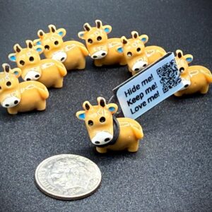 Tiny Mini Cow | Adorable 3/4” Collectible | Optional Magnet or Suction Cup | Custom Trackable Tag | Cute Cow for Cruises, Jeeps, Concerts