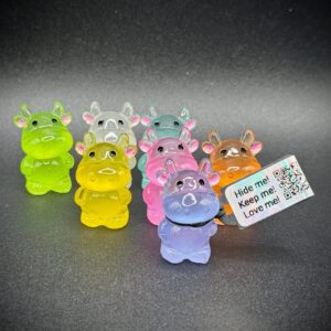 Mini Colorful Cows | Adorable Tiny Collectible in Pink, Green, Blue, Orange, Yellow, Purple & White | Magnet or Suction Cup | Moo Moo Subaru