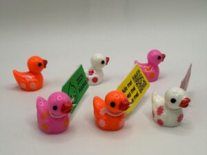 Tiny Magnetic Flower Ducks / Personalized Tags / FREE Online Photo Album! Great for cruises, jeeps, fun. Bright colors! Pink, orange, white