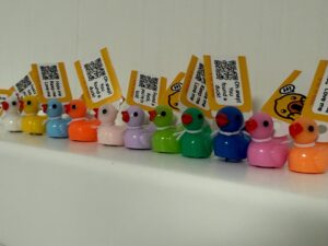 Tiny Magnetic Ducks (Solid Color) – Custom Tags & QR Code w/ Online Photo Album Option! Hide and find! Great for cruises, jeeps, and fun