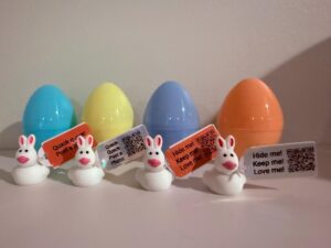 Cute, Tiny Magnetic Bunny Ducks with Tiny Tags, Mini Eggs & FREE Online Photo Album! Personalize! Great for cruises, jeeps, Easter, and fun