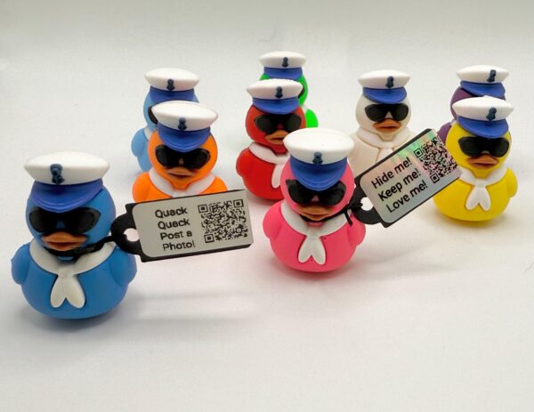 Mini Magnetic Captain Duck with Custom Tag | Sailing Cruise Duck | Trackable Tag | The Hidden Duck Co. | Free Photo Album