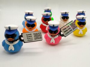 Mini Magnetic Captain Duck with Custom Tag | Sailing Cruise Duck | Trackable Tag | The Hidden Duck Co. | Free Photo Album