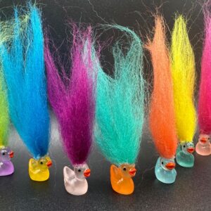 Glow-in-the-Dark Troll Ducks | Mini Magnetic or Suction Cup | Bright Hair + Custom Tag & Trackable QR Code | Cruises, Jeeps, Concerts, +