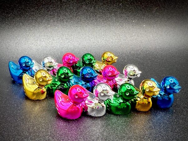 Metallic Mini Magnetic (or Suction Cup) Ducks – Shiny Collectible Ducks with Custom Tag & Trackable Album – Cruise, Jeep, Hide-a-hippo