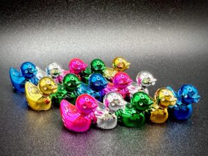 Metallic Mini Magnetic (or Suction Cup) Ducks – Shiny Collectible Ducks with Custom Tag & Trackable Album – Cruise, Jeep, Hide-a-hippo