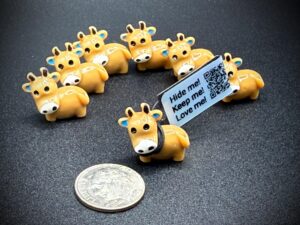 Tiny Mini Cow | Adorable 3/4” Collectible | Optional Magnet or Suction Cup | Custom Trackable Tag | Cute Cow for Cruises, Jeeps, Concerts