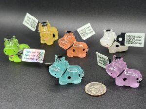 Small Glow-in-the-dark Cows | Pink, Green, Blue, Orange, Yellow, Purple & White | Magnet or Suction Cup | Moo Moo Subaru