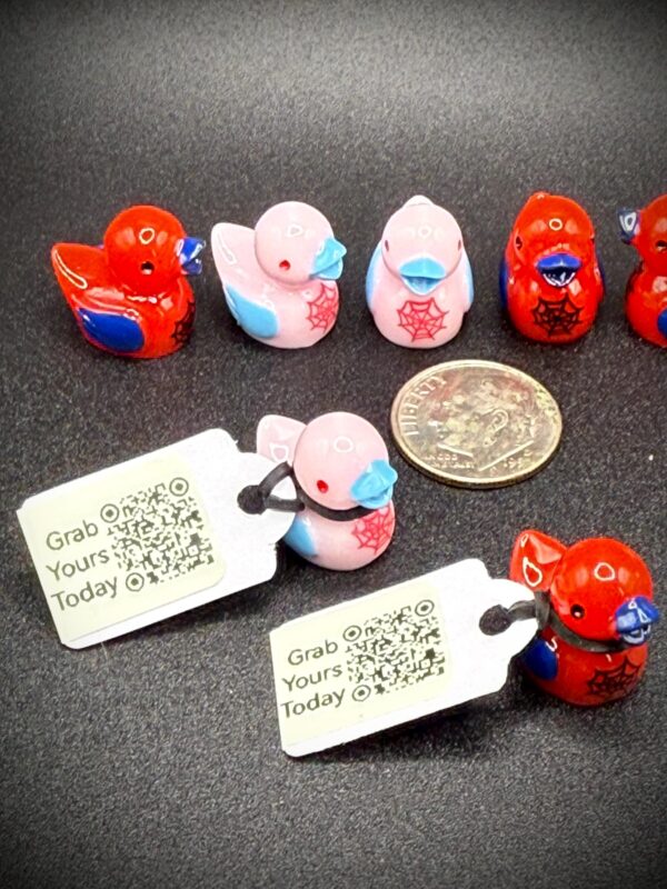 Tiny Spider Duck | Magnetic or Suction Cup | Custom Tracking Tag | Dark Blue/Red or Light Blue/Pink | Cruise Duck | Jeep Duck | Comic Con - Image 2
