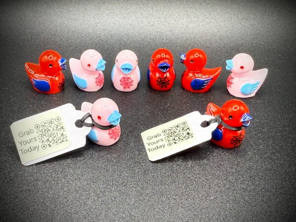 Tiny Spider Duck | Magnetic or Suction Cup | Custom Tracking Tag | Dark Blue/Red or Light Blue/Pink | Cruise Duck | Jeep Duck | Comic Con
