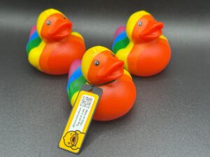 2.25” Rainbow Rubber Duck | Optional Magnet Base | Custom Trackable Tag | Hide & Find Cruise Duck | Duck Duck Jeep