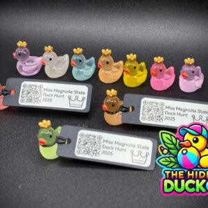 Glow-in-the-Dark Mini Crown Duck – Magnetic or Suction Cup Base | Custom Trackable Tag | Hide & Find Toy | Tiny Cruise Duck | Duck Duck Jeep