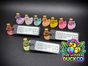 Glow-in-the-Dark Mini Crown Duck – Magnetic or Suction Cup Base | Custom Trackable Tag | Hide & Find Toy | Tiny Cruise Duck | Duck Duck Jeep