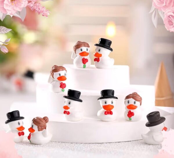 Mini Wedding Ducks – Bride & Groom Set | Weddings, Parties, Favors | Optional Magnet or Suction Cup | Custom Tag w/ Online Photo Album - Image 2
