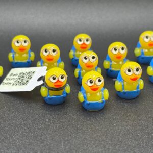 Mini Cartoon Duck – Goggles & Overalls Edition | Optional Magnet or Suction Cup | Custom Trackable Tag