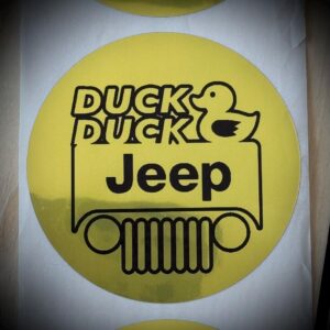 Duck Duck Jeep Sticker Tags – Custom Labels in 1”, 1.5”, 2”, 3” | Holographic, Iridescent & Solid Colors | Add a Message + Optional QR Code
