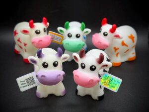 Moo Moo Subaru 2” Water-Squirting Rubber Cows | Optional Magnet | Trackable Tag | Mini Duck Alternative | Car Hide Toy