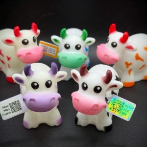 Moo Moo Subaru 2” Water-Squirting Rubber Cows | Optional Magnet | Trackable Tag | Mini Duck Alternative | Car Hide Toy