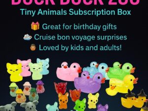 Duck Duck Zoo Tiny Animal Monthly Subscription Box – Starts at just 10!  Ducks, Cows, Frogs, Hippos & More! Custom Tags, Magnet, Suction Cup