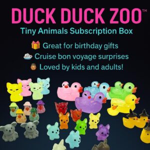 Duck Duck Zoo Tiny Animal Monthly Subscription Box – Starts at just 10!  Ducks, Cows, Frogs, Hippos & More! Custom Tags, Magnet, Suction Cup