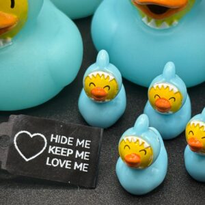 Super Mini Shark Duck – Only 0.75” Tall! Tiny Collectible with Optional Magnet or Suction Cup & Custom Tag