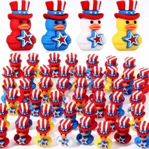 Mini 4th of July Ducks – Patriotic Party Favors with Custom Tags & Optional Magnet or Suction Cup Base – Red, White, Blue – USA Celebration