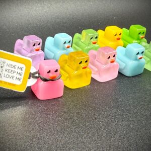 Glow-in-the-Dark Minecraft-Inspired Mini Ducks with Magnet or Suction Cup | Custom Trackable Tag | Perfect for Parties, Cruises & Jeep Duck