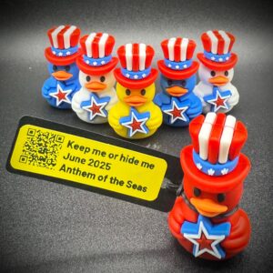 Mini 4th of July Ducks – Patriotic Party Favors with Custom Tags & Optional Magnet or Suction Cup Base – Red, White, Blue – USA Celebration