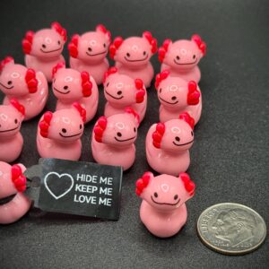 Mini Axolotl Ducks – Tiny .71” Pink Ducks with Hot Pink Gills – Adorable Collectible Ducks for Cruises, Gifts, Parties & More