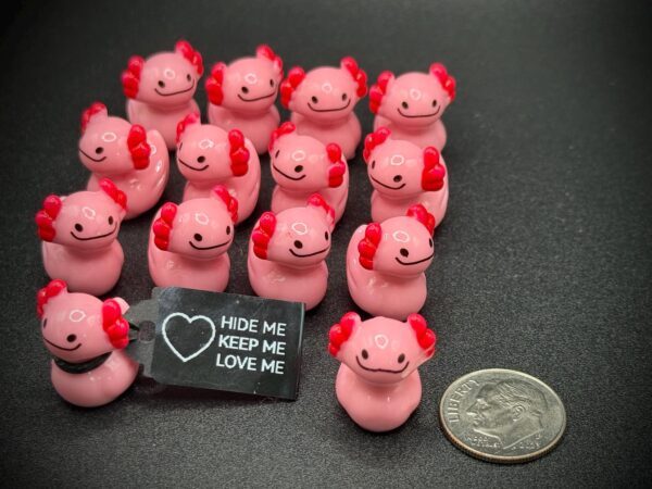 Mini Axolotl Ducks – Tiny .71” Pink Ducks with Hot Pink Gills – Adorable Collectible Ducks for Cruises, Gifts, Parties & More