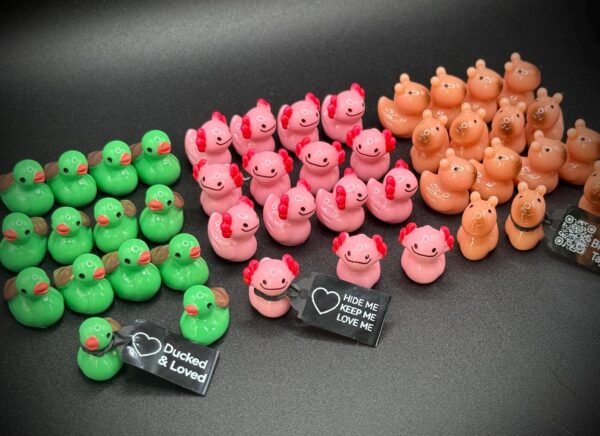 Mini Axolotl Ducks – Tiny .71” Pink Ducks with Hot Pink Gills – Adorable Collectible Ducks for Cruises, Gifts, Parties & More - Image 3