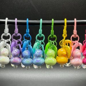 Mini Iridescent Duck & Heart Keychains – 10 Bright Colors – Great for Gifts, Party Favors, Cruises, Jeeps and more!