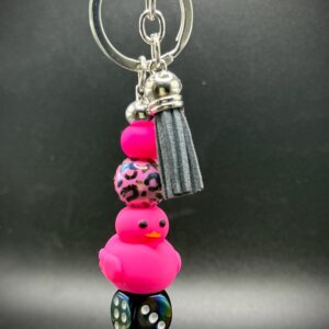 Neon Duck Keychains – Cute Dice & Tassel Charm, Mini Duck Bag Accessory, Fun Gift for Duck Lovers, Cruises, Jeeps