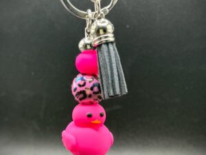 Neon Duck Keychains – Cute Dice & Tassel Charm, Mini Duck Bag Accessory, Fun Gift for Duck Lovers, Cruises, Jeeps