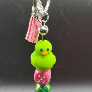 Neon Duck Keychains – Cute Dice & Tassel Charm, Mini Duck Bag Accessory, Fun Gift for Duck Lovers, Cruises, Jeeps