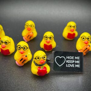 Mini Back to School Ducks – Book, Pencil & Apple – Magnet or Suction Cup Base + Custom Tags – Great for Teachers, Students, Staff, Class
