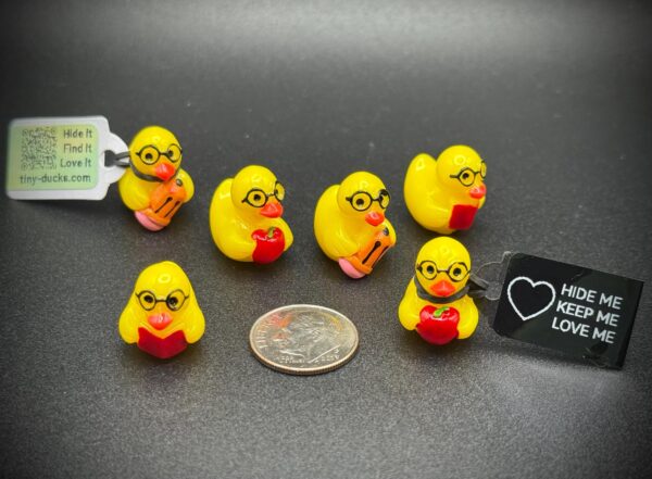 Mini Back to School Ducks – Book, Pencil & Apple – Magnet or Suction Cup Base + Custom Tags – Great for Teachers, Students, Staff, Class - Image 2