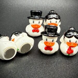 Mini Wedding Ducks – Bride & Groom Set | Weddings, Parties, Favors | Optional Magnet or Suction Cup | Custom Tag w/ Online Photo Album