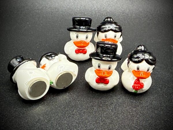 Mini Wedding Ducks – Bride & Groom Set | Weddings, Parties, Favors | Optional Magnet or Suction Cup | Custom Tag w/ Online Photo Album