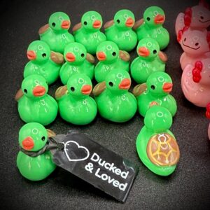Mini Turtle Duck – Adorable Tiny Duck with Turtle Shell | Optional Magnet or Suction Cup | Custom Trackable Tag | Hide & Share the Joy