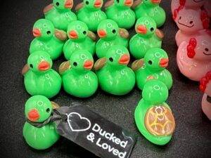 Mini Turtle Duck – Adorable Tiny Duck with Turtle Shell | Optional Magnet or Suction Cup | Custom Trackable Tag | Hide & Share the Joy