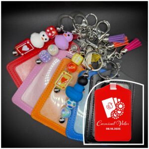 Lucky Duck Keychain w/ Card Holder | Personalize, Choose Colors, Optional Bad Bitch Duck Pin - Cruise, Work, Jeep, Party Favor, Gift | Badge