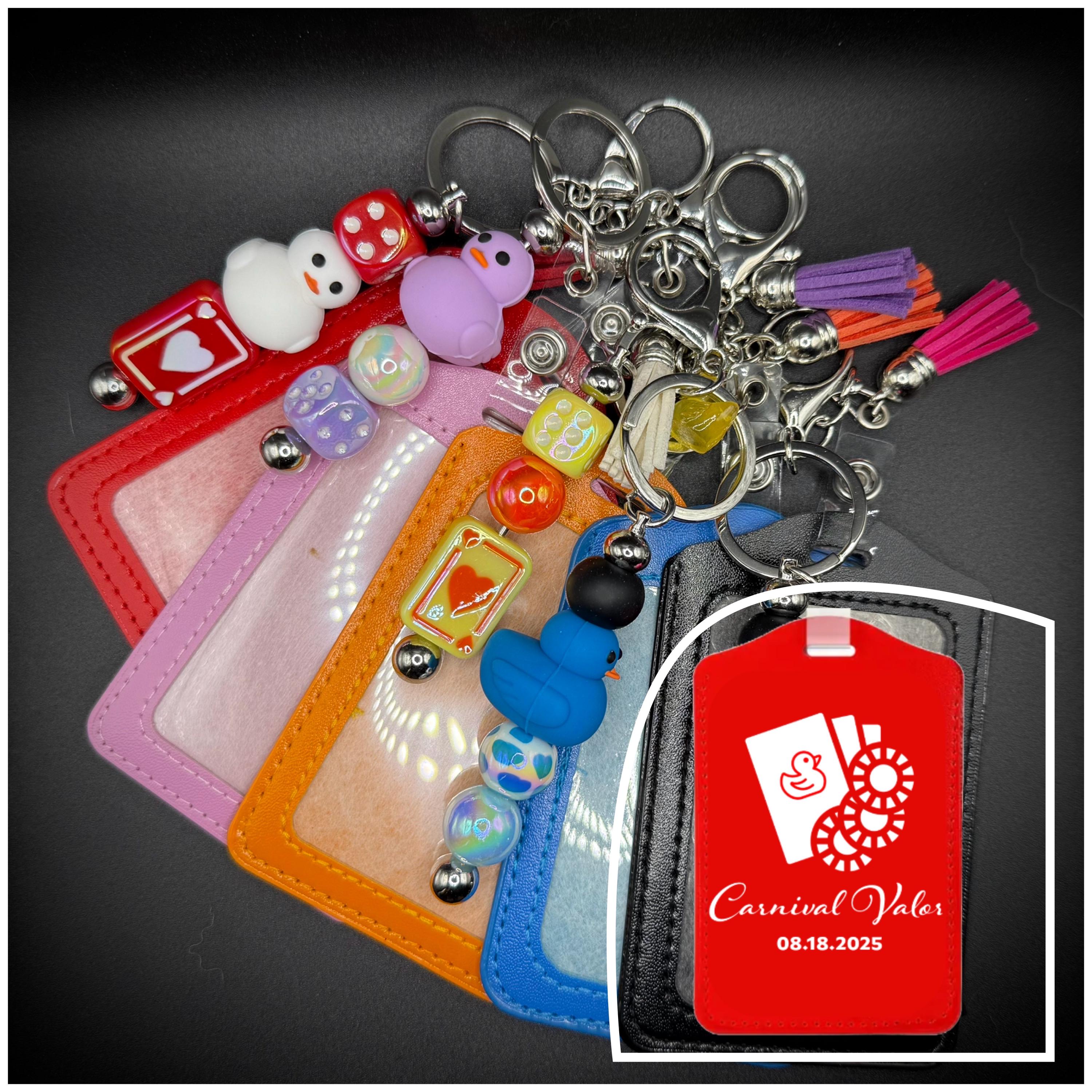 Lucky Duck Keychain w/ Cruise Badge Sleeve & Personalization, Choose Colors, Ship Name and Date – Fun Cruise Lanyard Accessory –