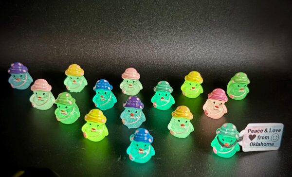 Mini Glow-in-the-Dark Festival Duck – Bright Color, Hat & Bag – Party Favor w/ Custom Tag, Magnet or Suction Cup; Festival, Concert, Cruise - Image 2
