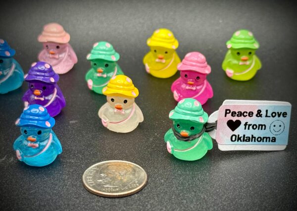 Mini Glow-in-the-Dark Festival Duck – Bright Color, Hat & Bag – Party Favor w/ Custom Tag, Magnet or Suction Cup; Festival, Concert, Cruise - Image 3
