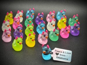 Mini Glow-in-the-Dark Ducks w/ Horns – Neon Pink Horns – Party Favors, Cruise Ducks, Jeep Ducks, Halloween, and More! Bright Colors