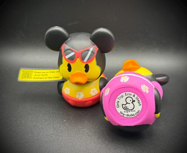 LIMITED EDITION Summer Disney Ducks – 3” Luau Mickey, Minnie & Stitch – Hawaiian Cruise Ducks with Sunglasses – Custom Tags - Party Favors - Image 3