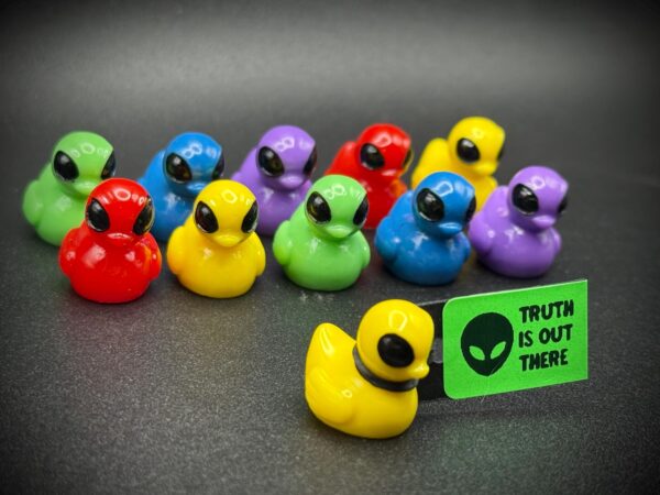 Mini Alien Duck – Bright Neon Green, 0.75” Tall – Big Black Eyes – Optional Magnet or Suction Cup Base – Custom Tag – Space Duck Gift - Image 10